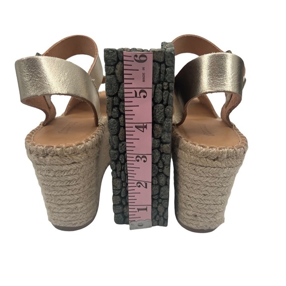 Soludos Gold Leather Platform Jute Braided Wedge Sandals Size 5.5 Women’s - Picture 6 of 7